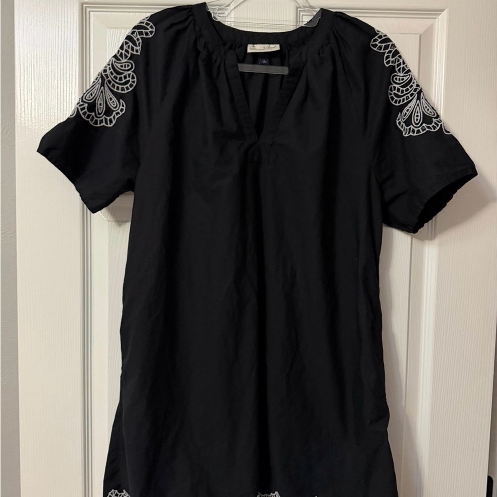 Universal Thread Black Embroidered Trim Dress Size S